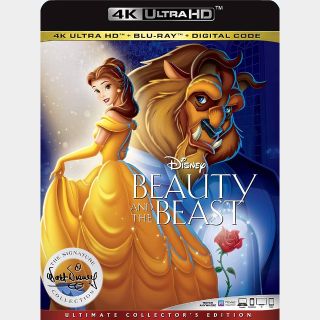 Beauty and the beast animated 4k iTunes digital movie code ports to Vudu, MA, amazon, Gp
