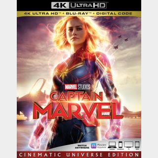 Captain Marvel  4k iTunes digital code ports to Vudu, MA, amazon, Gp