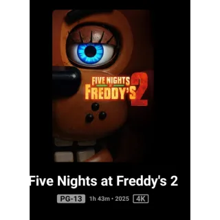 Five nights at freddys 2 FNAF 4k Movies Anywhere or Fandango at home digital movie code ports to Vudu, MA, amazon, Gp