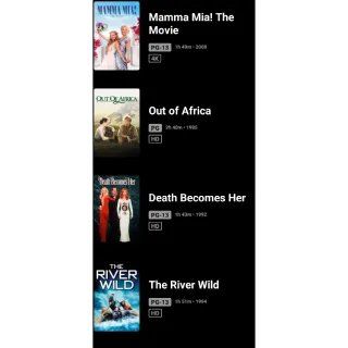 8 Movie Lot 4k Momma Mia, 4k Momma Mia Here We Go Again HD Prime,  Digital Movie code Movies Anywhere MA, ports Everywhere