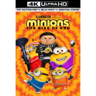 Minions The Rise Of Gru 4k Digital Code Redeem On Vudu or Movies Anywhere MA, Ports To ITunes, Google Play & Amazon