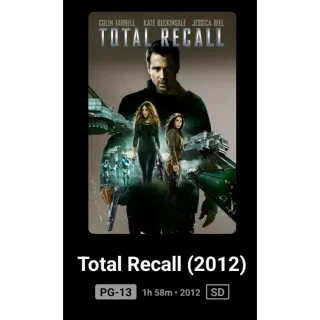 Total Recall 2012 SD no pts Digital Movie Code Vudu or ma ports.