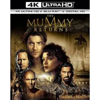 The Mummy returns 4k iTunes only digital code ports to Vudu, MA, amazon, Gp