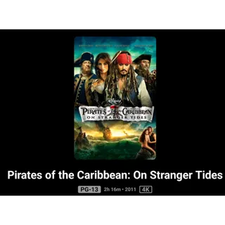 Disney pirates of the Caribbean on stranger tides 4k Movies Anywhere digital movie code ports to Vudu, MA, amazon, Gp