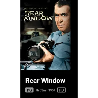 Rear Window movie code HD Code Redeems Movies Anywhere MA, or Vudu. Port To GP, ITunes,.and Amazon