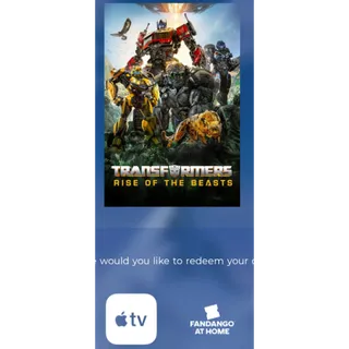 Transformers Rise of the Beast Digital movie code 4k Code fandango at home or itunes wont port