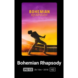 Bohemian Rhapsody Digital movie code HD Code Redeems Movies Anywhere MA, or Vudu. Port To GP, ITunes,.and Amazon