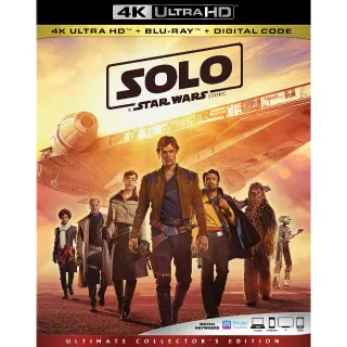 Solo A Star Wars Story 4k Digital Code Movies Anywhere MA,or Vudu Only No Pts ports To iTunes, Google Play