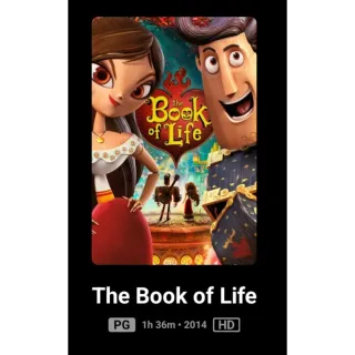 The Book Of Life Digital movie code HD Code No Points Movies Anywhere MA, or Vudu. Port To ITunes,  Gp