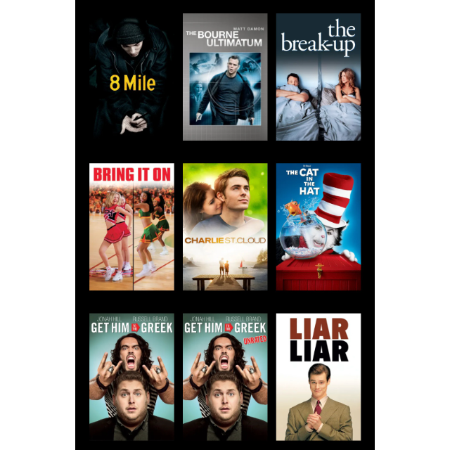 Pick any single universal movie 4k 8 Mile, 4k The Bourne Ultimatum, HD