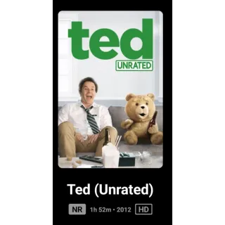 Ted Unrated HD Code Movies Anywhere MA Or Vudu, ports to vudu, iTunes, Google Play and Amazon.