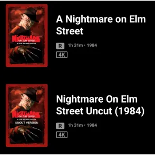 Nightmare on elm street 1984 and uncut version Movies Anywhere or Fandango at home digital movie code ports to Vudu,gp