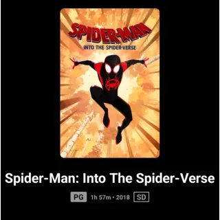Spider-Man spiderman Into The Spider Verse SD no pts Digital Code Vudu or ma ports.