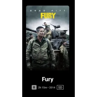 Fury SD no pts Digital Movie Code Vudu or ma ports.