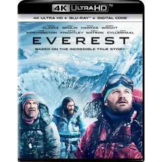 Everest 4k iTunes Only digital Movie code ports to Vudu, MA, amazon, Gp