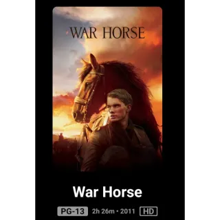 War horse HD Movies Anywhere digital movie code ports to Vudu, MA, amazon, Gp