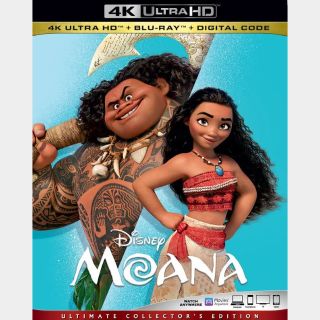Moana 4k iTunes digital movie code ports to Vudu, MA, amazon, Gp