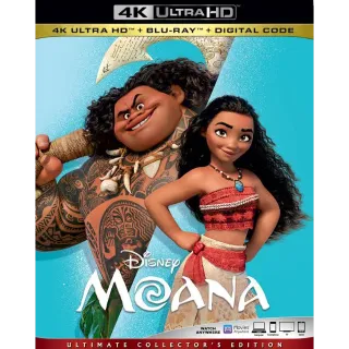 Moana 4k iTunes digital movie code ports to Vudu, MA, amazon, Gp