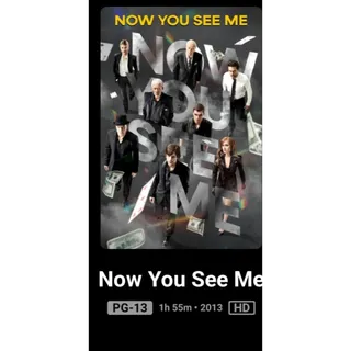 Now you see me HD movie redeem on Movies Anywhere Or Fandango At Home digital movie code ports to Vudu, MA, amazon, Gp