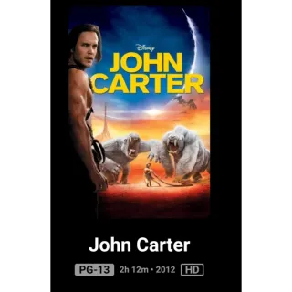 Disney John Carter HD Movies Anywhere digital movie code ports to Vudu, MA, amazon, Gp