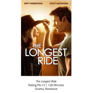 The longest Ride 4k iTunes digital movie code ports to Vudu, MA, amazon, Gp
