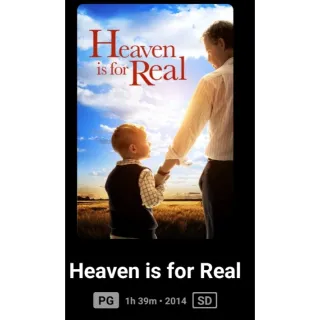 Heaven Is For Real SD no pts Digital Movie Code Vudu or ma ports.