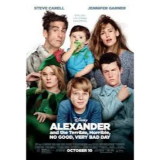 Alexander And The Terrible, Horrible, No Good, Very Bad Day HD Digital Movie Code, Google Play ports, Vudu,  Ma,iTunes