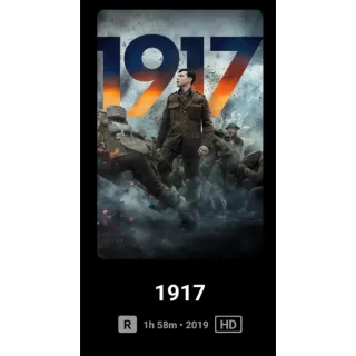 1917 Digital movie code HD Code Redeems Movies Anywhere MA, or Vudu. Port To GP, ITunes,.and Amazon