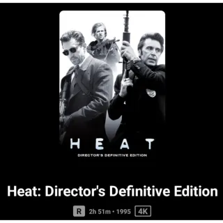 Heat directors definitive edition 4k Digital movie Code Movies Anywhere MA.or Vudu. Port To ITunes, Google Play and Amazon