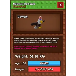 5x 60kg Nightmare Bald Eagles