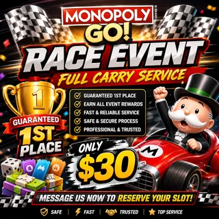 🏁 MONOPOLY GO RACE EVENT – FULL CARRY SERVICE 🏁
