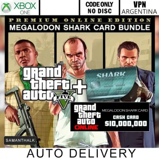 ⚡ GTA V : Premium Edition & Megalodon Shark Card Bundle [ ⚡𝐈𝐍𝐒𝐓𝐀𝐍𝐓 𝐃𝐄𝐋𝐈𝐕𝐄𝐑𝐘⚡] (GTA 5) Xbox AR