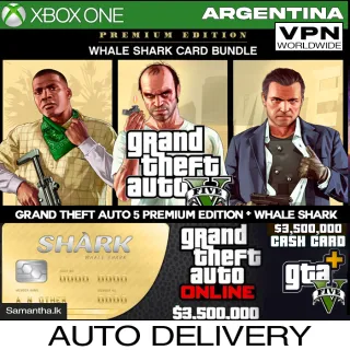 [AUTO] Grand Theft Auto 5 Premium Edition + Whale Shark Card (GTA V ) Xbox (INSTANT)