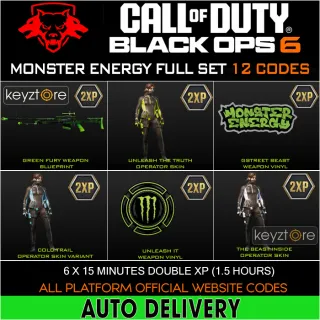 Call of Duty Black Ops 6 Monster Energy Full Set⚡ 12 Codes  ⚡  [ 𝐈𝐍𝐒𝐓𝐀𝐍𝐓 𝐃𝐄𝐋𝐈𝐕𝐄𝐑𝐘 ] ⚡1.5hours 2XP