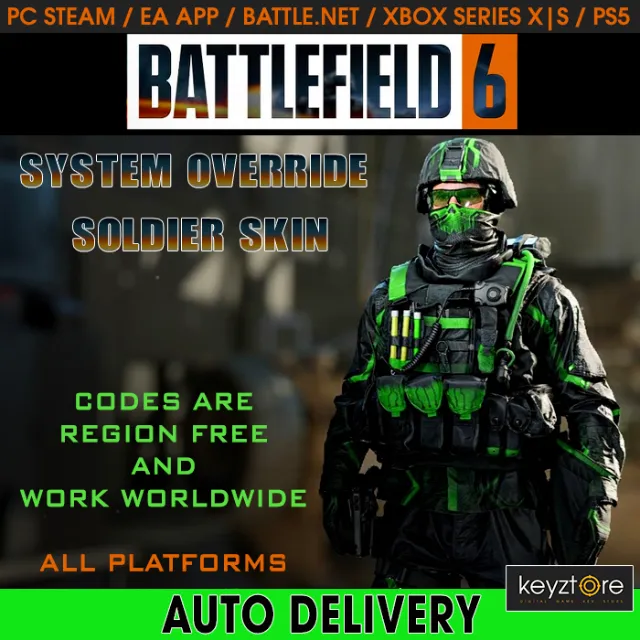 Battlefield 6 System Override Soldier Skin Promo Key – Fast Delivery (PC/PS5/Xbox)