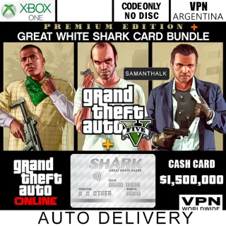 Grand Theft Auto 5: Premium Edition & Great White Shark Card (𝐈𝐍𝐒𝐓𝐀𝐍𝐓) (GTA 5) Xbox AR