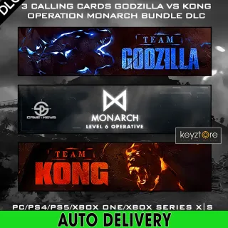 COD Warzone - 3 Calling Cards Godzilla vs Kong Operation Monarch Bundle DLC⚡ [ ⚡𝐈𝐍𝐒𝐓𝐀𝐍𝐓 𝐃𝐄𝐋𝐈𝐕𝐄𝐑𝐘⚡] 