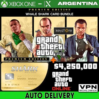 Grand Theft Auto 5 Premium Edition + Whale Shark Card ⚡ (𝐈𝐍𝐒𝐓𝐀𝐍𝐓) ⚡ (GTA V ) Xbox AR