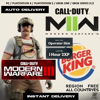 [AUTO] COD Modern Warfare 2 and MW3 - Burger King (town) Operator Skin + 1 Hour 2XP (MW II and MW III)