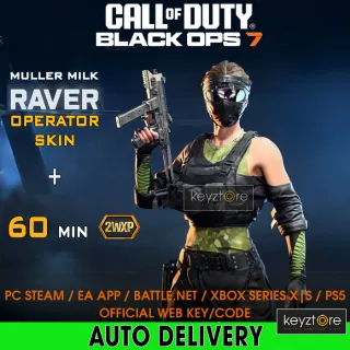 Black Ops 7 - Raver Operator Skin + 1 Hour 2WXP⚡[ 𝐈𝐍𝐒𝐓𝐀𝐍𝐓 𝐃𝐄𝐋𝐈𝐕𝐄𝐑𝐘 ]  Call of Duty Muller Milk Key CODE GLOBAL ⚡