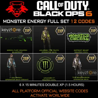 Black Ops 6 - Monster Energy Rewards Full Set + 1.5 Hour 2 XP [12 CODES] Complete Rewards ⚡Call of Duty [ 𝐈𝐍𝐒𝐓𝐀𝐍𝐓 𝐃𝐄𝐋𝐈𝐕𝐄𝐑𝐘 ]