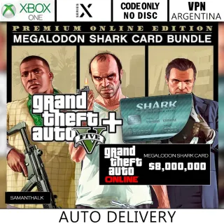 Grand Theft Auto GTA 5 Premium Edition + Megalodon Shark Card Bundle Xbox AR