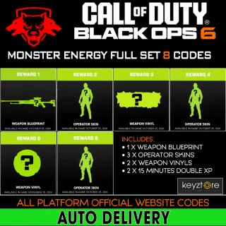 Call of Duty Black Ops 6 Monster Energy Full Set⚡ Complete Rewards ⚡  [ 𝐈𝐍𝐒𝐓𝐀𝐍𝐓 𝐃𝐄𝐋𝐈𝐕𝐄𝐑𝐘 ] ⚡8 Codes  