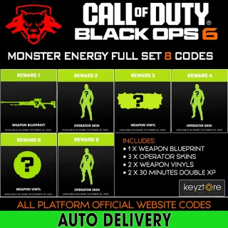 Call of Duty Black Ops 6 Monster Energy Full Set⚡ Complete Rewards ⚡  [ 𝐈𝐍𝐒𝐓𝐀𝐍𝐓 𝐃𝐄𝐋𝐈𝐕𝐄𝐑𝐘 ] ⚡8 Codes  