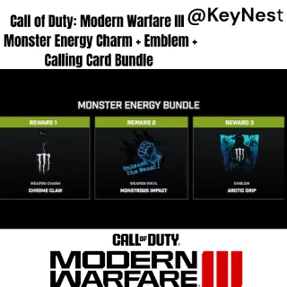 Call of Duty: Modern Warfare III - Monster Energy Charm + Emblem + Calling Card Bundle