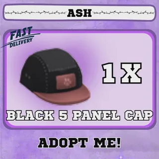 BLACK 5 PANEL CAP