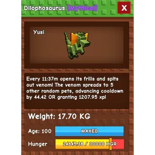 DILOPHOSAURUS AGE 100 GROW A GARDEN