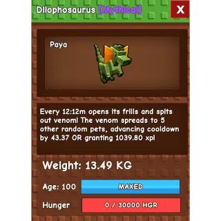 DILOPHOSAURUS AGE 100 GROW A GARDEN