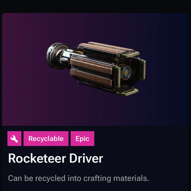 Rocketeer Driver Arc Raiders / Explosives Station LVL 3 Other