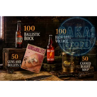 100 BALLISTIC BOCK + 100 HEFE VOLTAGE + 50 GUNS AND BULLETS 3 + 50 CANNED BLIGHT SOUP